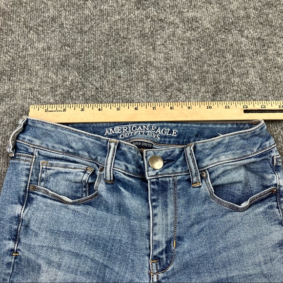 AE Super Skinny Stretch Jeans light wash distressed waist size 26 - Picture 4 of 13